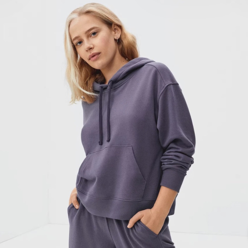 Everlane Organic Cotton Hoodie Medium Purple French Terry Pullover Loungewear